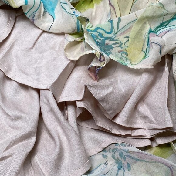 NEW MAEVE Women's V-Neck Hi-Low Flowy Dress Size XL Pastel Multi Floral Print - Picture 2 of 8